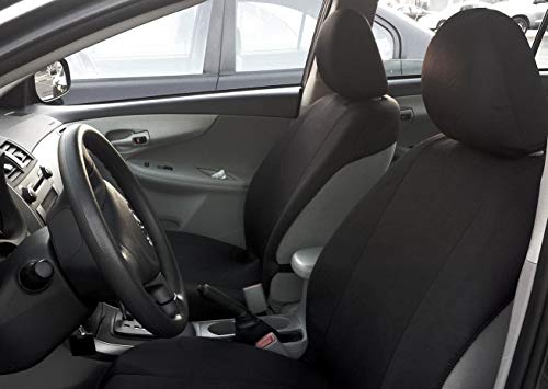 Yupbizauto New Semi Custom Black Flat Cloth Car Seat Covers Set Support 50/50 60/40 Split Rear Seat and Side Airbag Universal Size - Yupbizauto