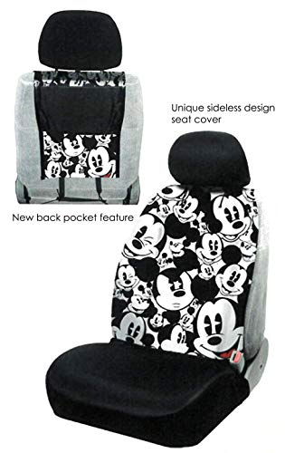 Yupbizauto Disney Mickey Mouse Design Low Back Car Seat Covers Spring Shades Floor Mats License Plate Frame Accessories Set with Air Freshener - Yupbizauto