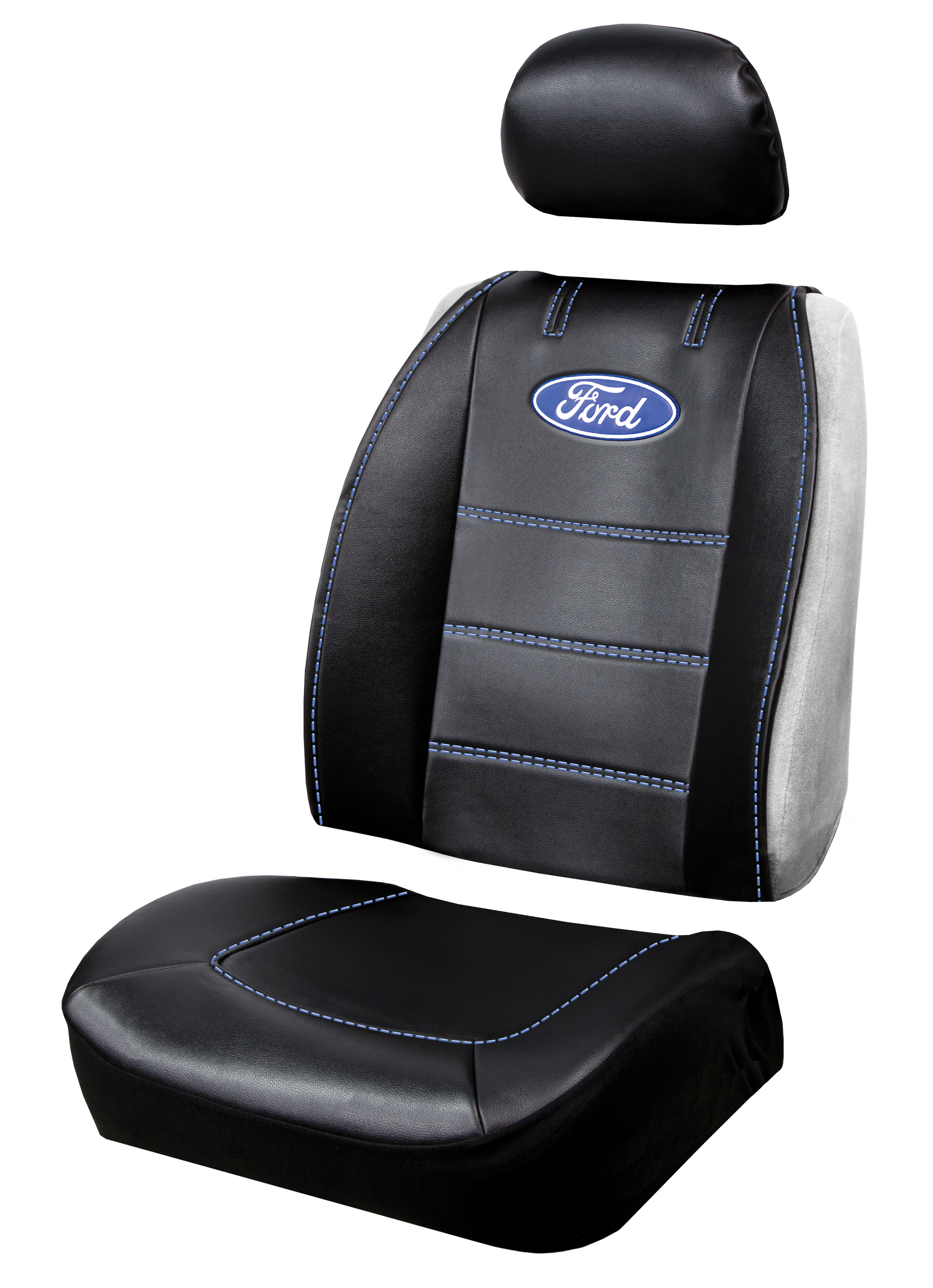 Pair of Plasticolor Premium 3 Piece Sideless Car Truck or SUV Seat Cover with Ford Logo and Cargo Pocket Compatible with Ford - Yupbizauto