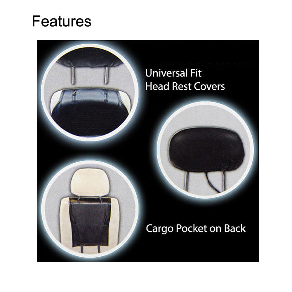Pair of Plasticolor Premium 3 Piece Sideless Car Truck or SUV Seat Cover with JEEP Logo and Cargo Pocket Compatible with JEEP - Yupbizauto