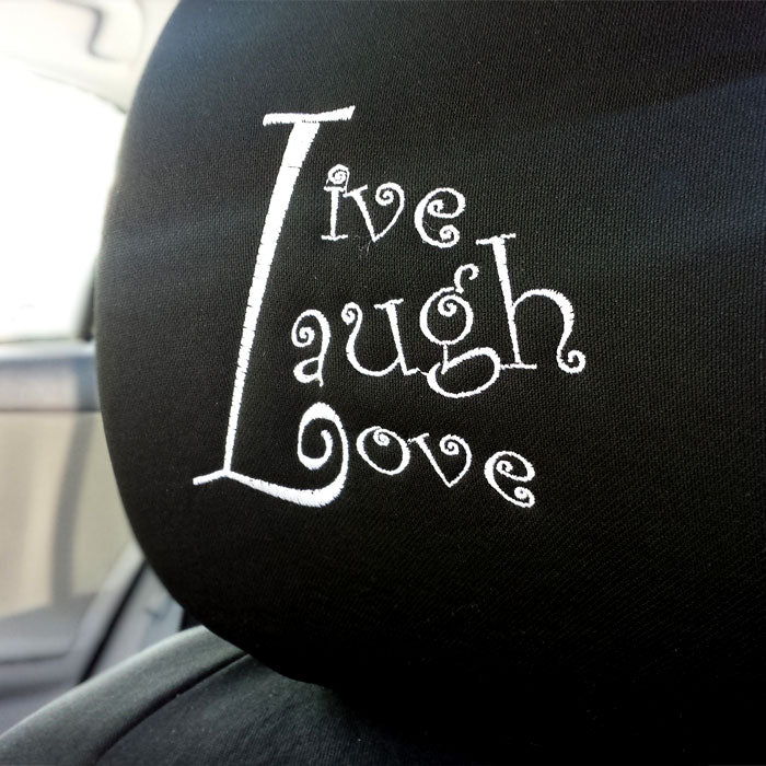 Embroidery Live Love Laugh Logo Design Auto Truck SUV Car Seat Headrest Cover Accessory 1 Piece - Yupbizauto