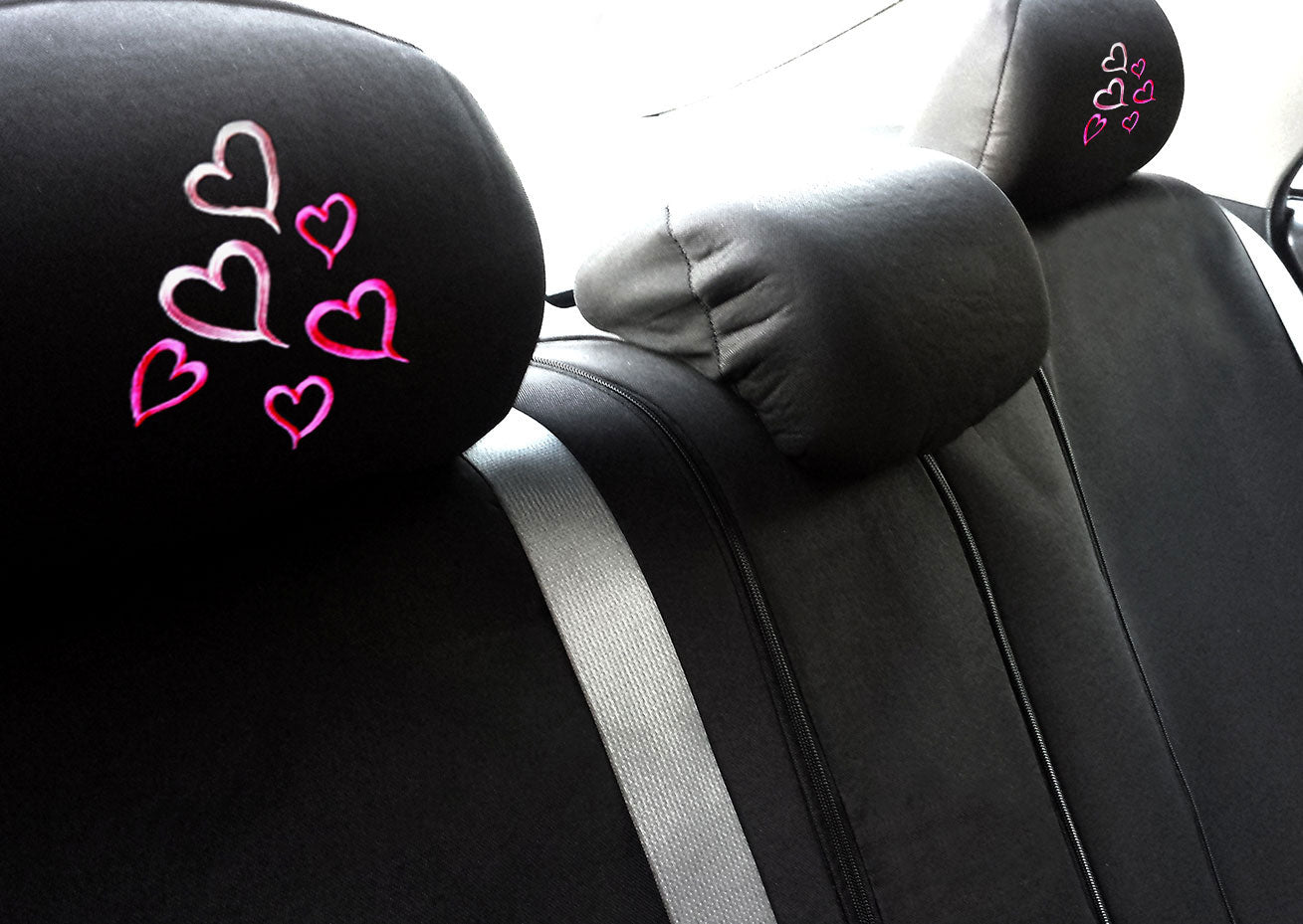 Embroidery Multi Hearts Logo Design Auto Truck SUV Car Seat Headrest Cover Accessory 1 Piece - Yupbizauto
