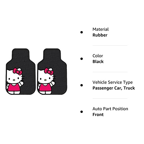 U.A.A. INC. Hello Kitty Core Sanrio 2pc Front Black Rubber Universal Car Truck Floor Mats Set - Yupbizauto
