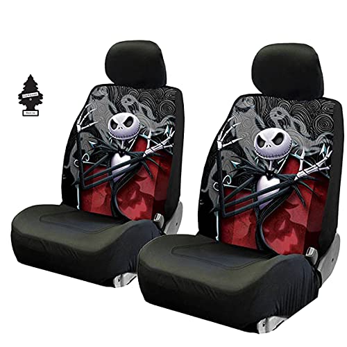Yupbizauto New 4 Pieces Nightmare Before Christmas Jack Skellington Ghostly Car Truck SUV Low Back Seat Covers Bundle Set with Air Freshener - Yupbizauto