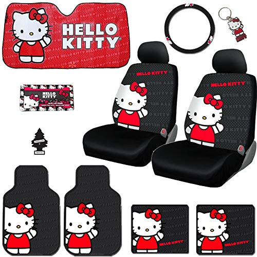 Yupbizauto New 10PC Hello Kitty Core Auto Car Truck SUV Accessories Interior Combo Kit Bundle Gift Set - Yupbizauto