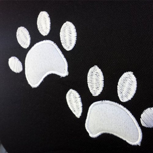 Yupbizauto New Black Flat Cloth  Auto Car Truck Seat Covers with Embroidery White Paws Logo Headrest Covers Universal Size - Yupbizauto