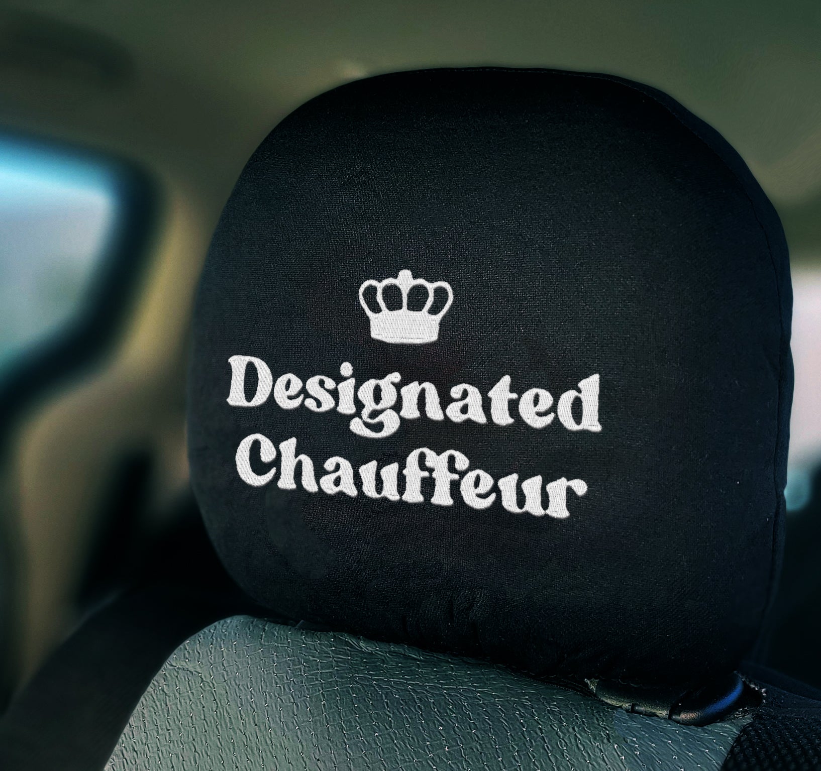 Pair of Embroidery Designate Chauffeur and Passenger Princess Design Car Truck Seat Headrest Covers - Yupbizauto