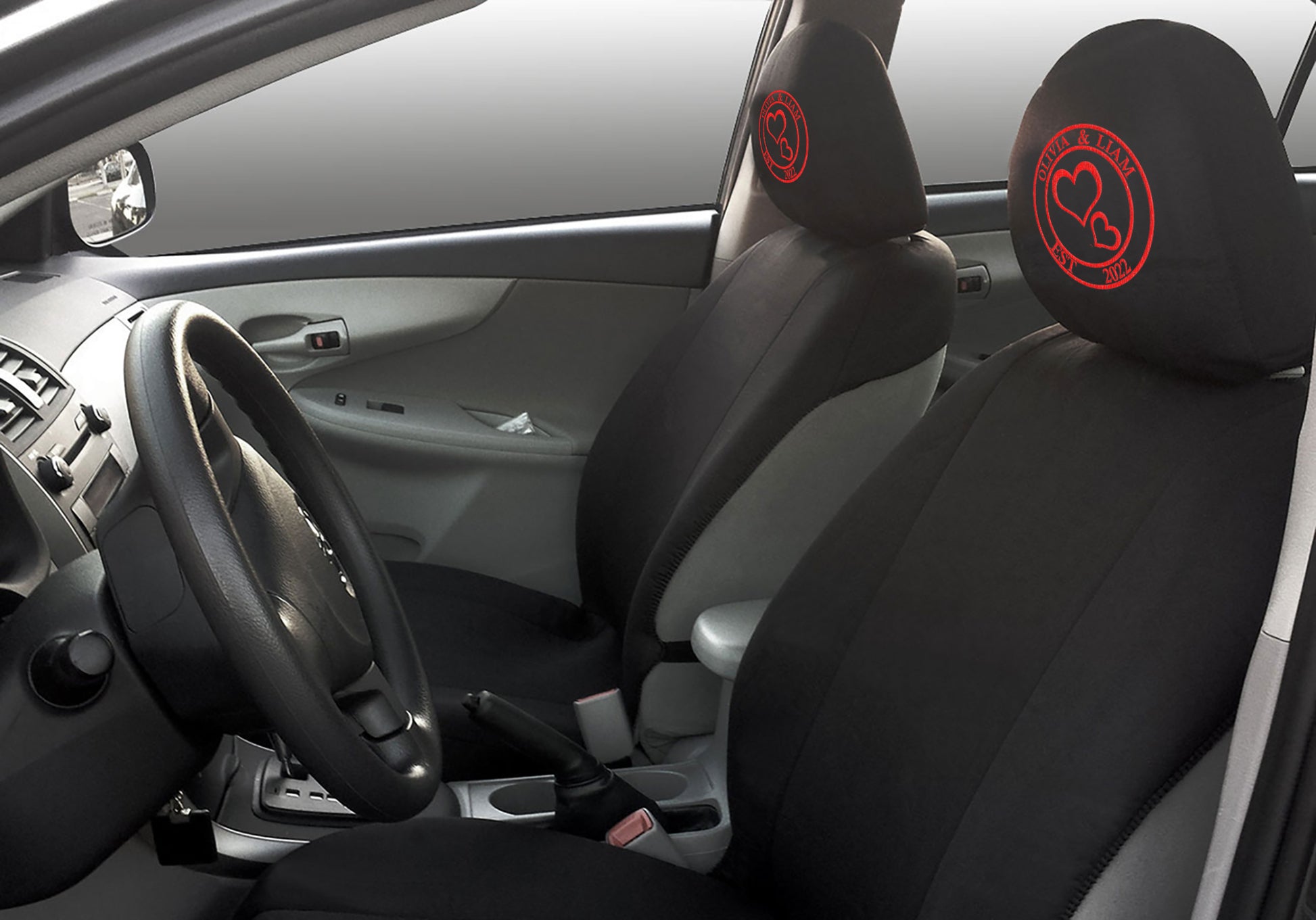 Yupbizauto Customized Personalized Lover Car Truck Seat Headrest Cover Auto Accessories 1 Piece Black - Yupbizauto