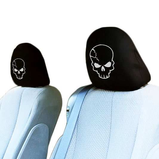 Skull design car headrest covers pair