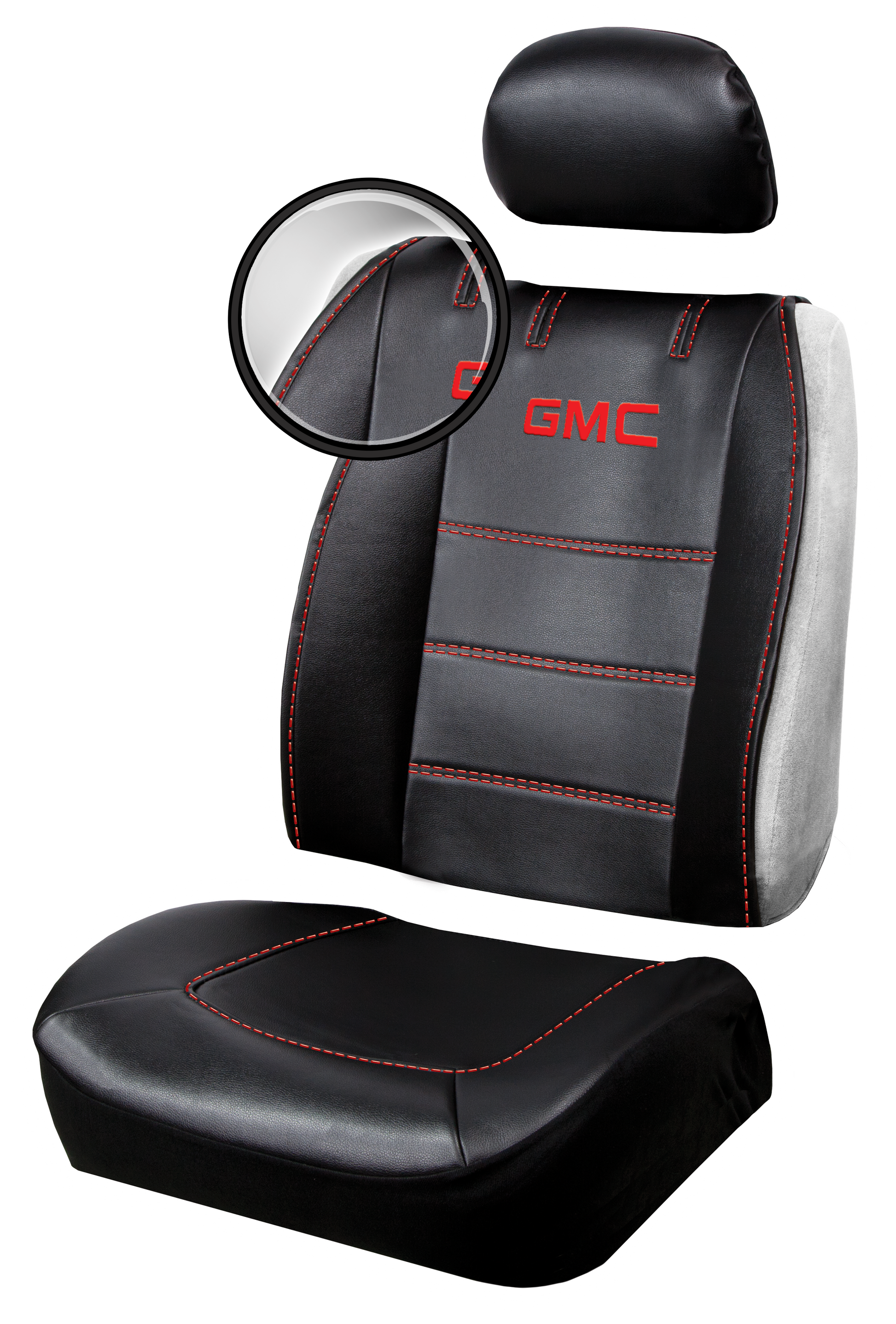 Pair of Plasticolor Premium 3 Piece Sideless Car Truck or SUV Seat Cover with GMC Logo and Cargo Pocket Compatible with GMC - Yupbizauto