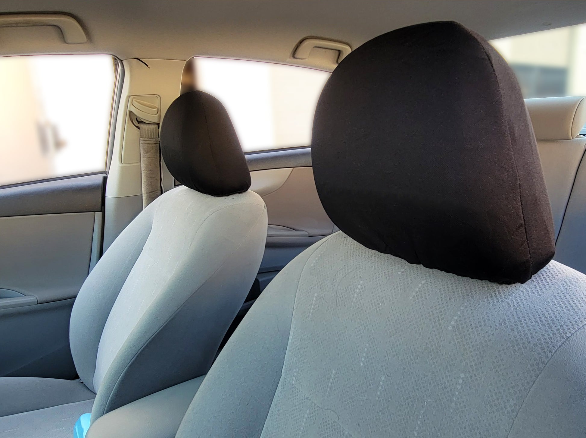 5X Cars Trucks & Cover Plain Solid Black Polyester Universal Headrest Covers with Foam Backing- Set of 2 - Yupbizauto