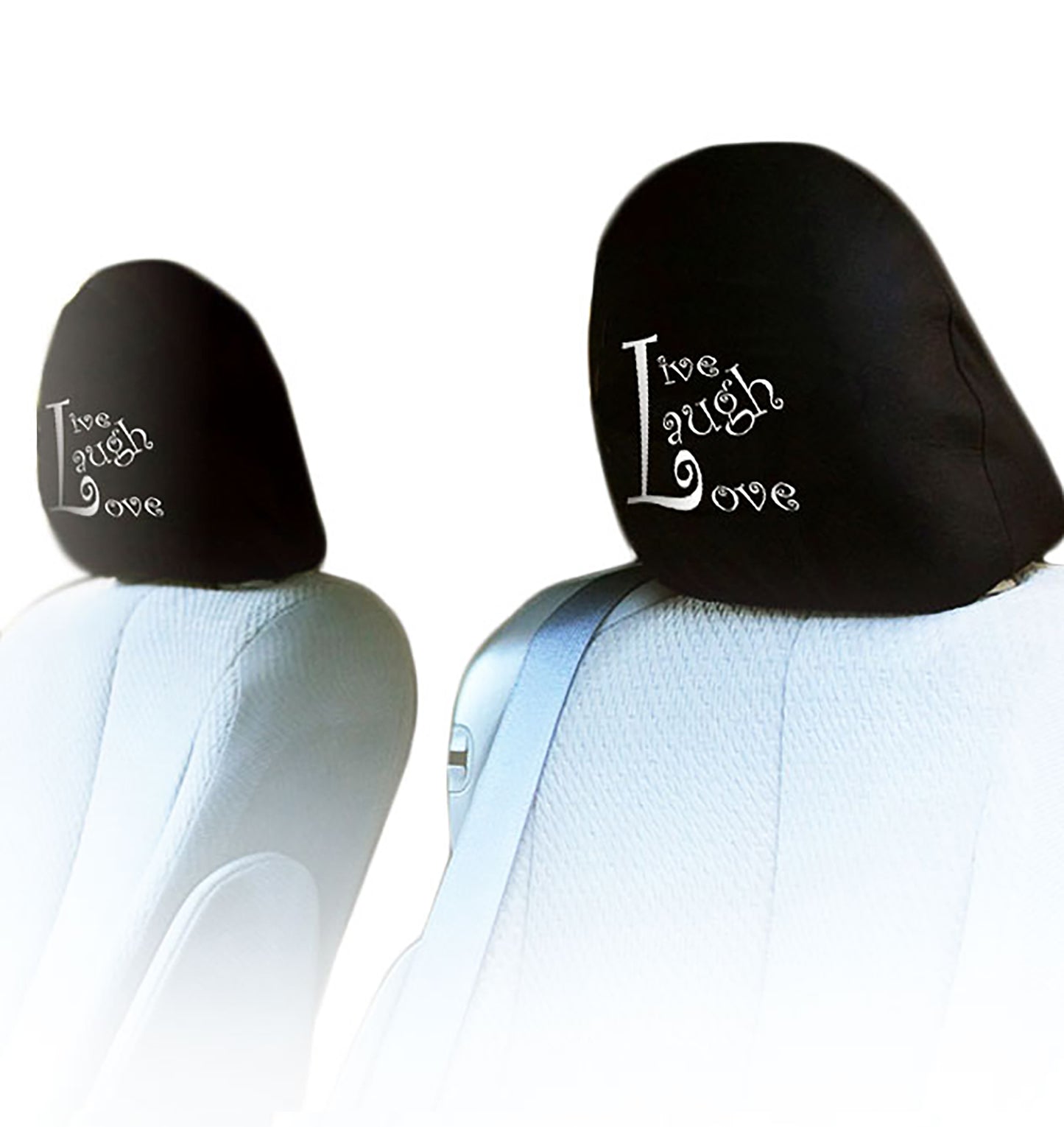 Embroidery Live Love Laugh Logo Design Auto Truck SUV Car Seat Headrest Cover Accessory 1 Pair - Yupbizauto