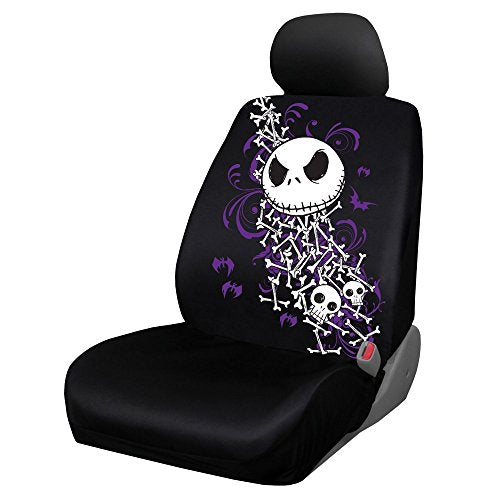 Yupbizauto 9 Pieces Nightmare Before Christmas Jack Skellington Car Truck SUV Seat Covers Rubber Front and Rear Floor Mat Set with Little Tree Air Freshener Bundle Set - Yupbizauto