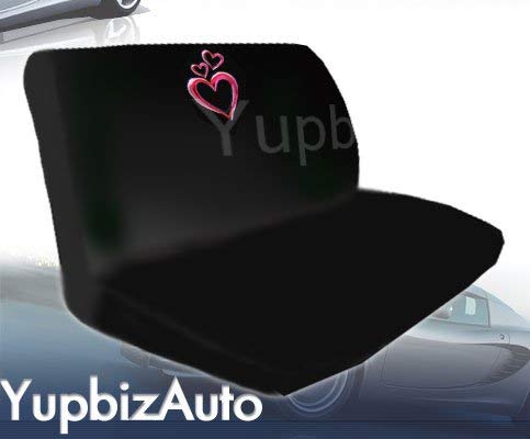 Yupbizauto New Large Embroidery Pink Heart Flat Cloth Car Truck Front Rear Seat Covers Set for Women Universal Size - Yupbizauto