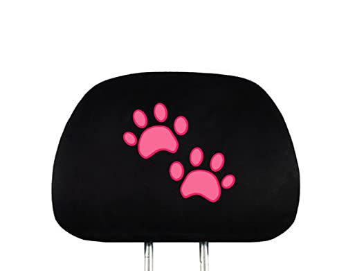 YupbizAuto 2 Tone Black and Pink with Pink Paws Logo Front and Rear Fabric Car Seat Covers Support 50/50, 60/40 Rear Split Seat for Women Universal Size - Yupbizauto