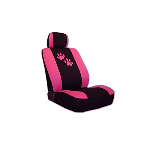YupbizAuto 2 Tone Black and Pink with Pink Paws Logo Front and Rear Fabric Car Seat Covers Support 50/50, 60/40 Rear Split Seat for Women Universal Size - Yupbizauto
