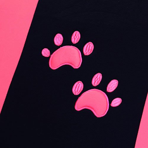 Yupbizauto 2 Tone Black and Pink Polyester Cloth with Pink Paws Logo Front and Rear Car Seat Covers with 4 Black Color Carpet Floor Mats Set Support 50/50, 60/40 Rear Split Seat for Women Universal Size - Yupbizauto