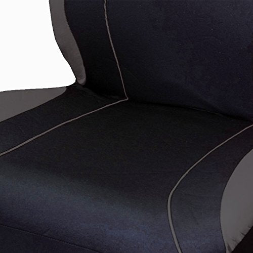 New Universal Size Car Truck Seat Covers Black and Grey Polyester Flat Cloth Front and Rear Full Set with Gift - Yupbizauto