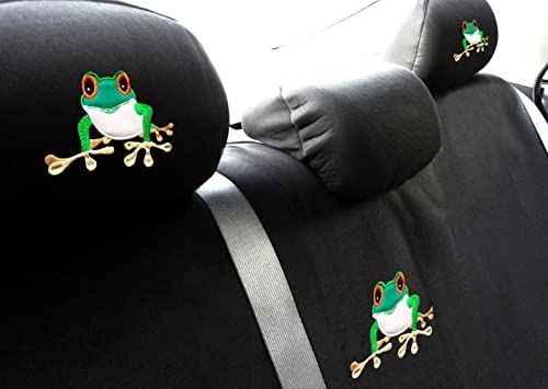 Yupbizauto Embroidery Frog Logo Flat Cloth Car Truck SUV Seat Cover Full Sets for Women Men,Universal Fit - Yupbizauto