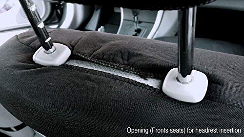 New Black Flat Cloth Universal Fit Car Seat Covers With Embroidery Logo Headrest Covers Support 60/40 Split Seats (Panda) - Yupbizauto
