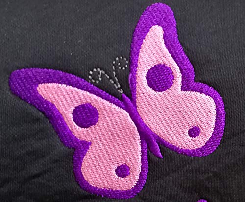 YupbizAuto Black Color Fabric Embroidery Butterfly Logo Universal Auto Car Truck Seat Covers Full Set For Women - Yupbizauto