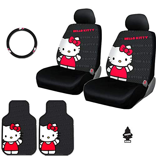 Yupbizauto New 6PC Plasticolor Hello Kitty Core Auto Fabric Car Truck SUV Accessories Interior Combo Kit Bundle Gift Set - Yupbizauto
