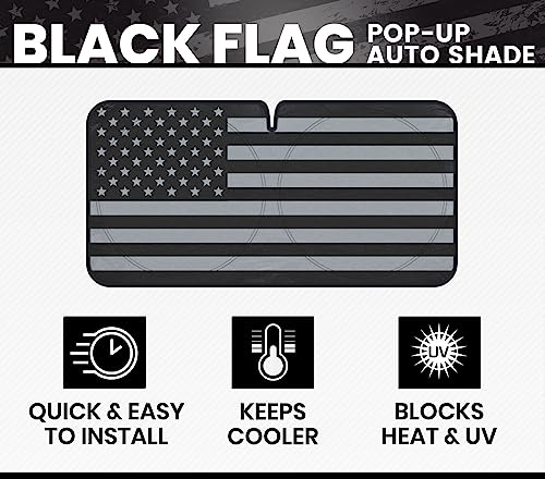 Large Windshield Popups Sun Shade American Flag Design - Foldable Car Windshield Sun Shade Fits to SUV & Truck Vehicles - UV Ray Blocker Keeps Your Vehicle Cool Bundle with Air Freshener - Yupbizauto