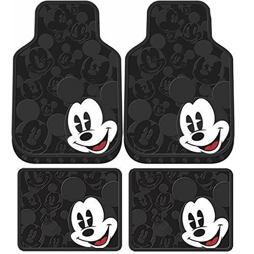 U.A.A. INC. 4pcs Mickey Mouse Expressions Front Rear Rubber Floor Mats Set - Yupbizauto
