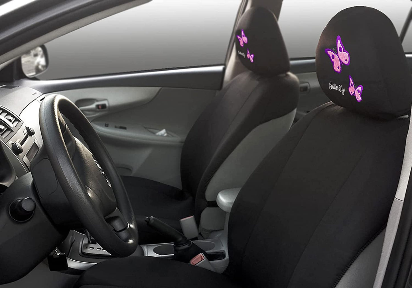 YupbizAuto Personalized Embroidery Butterfly Logo Auto Truck SUV Car Seat Headrest Cover Accessory - Yupbizauto