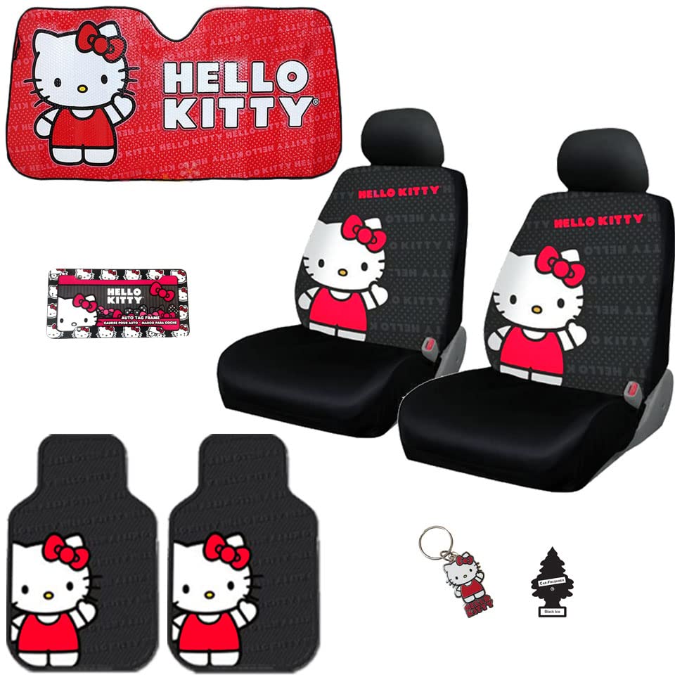 New Plasticolor Hello Kitty Core Auto Car Truck SUV Accessories Interior Combo Kit Bundle Gift Set - Yupbizauto