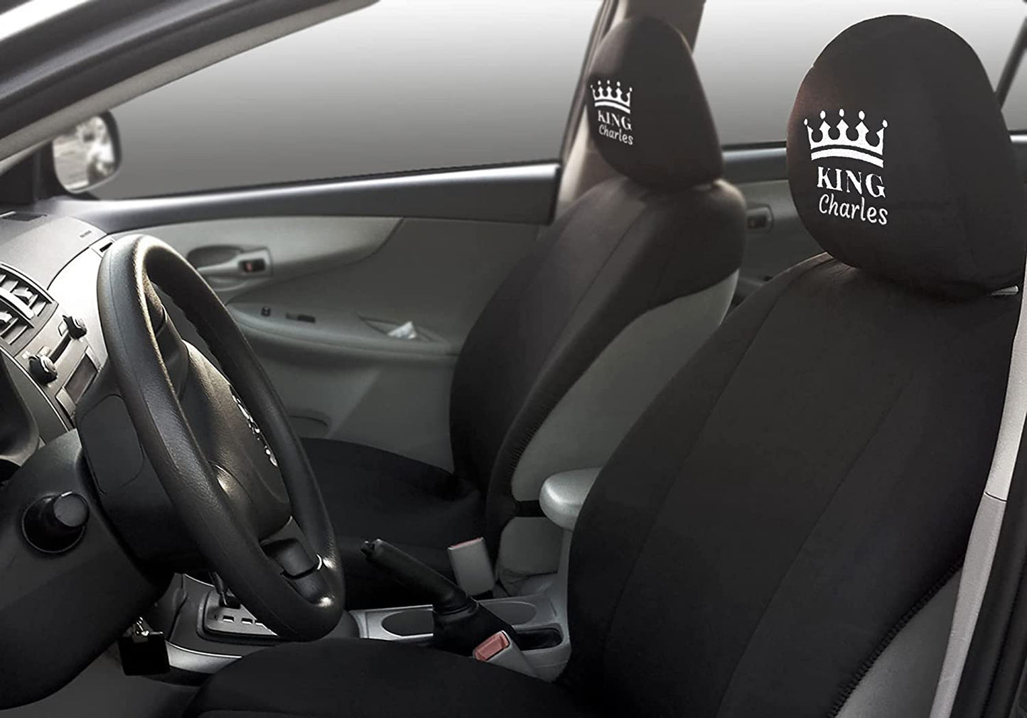 Yupbizauto Personalized Embroidery King Crown Auto Truck SUV Car Seat Headrest Cover Accessory - Yupbizauto