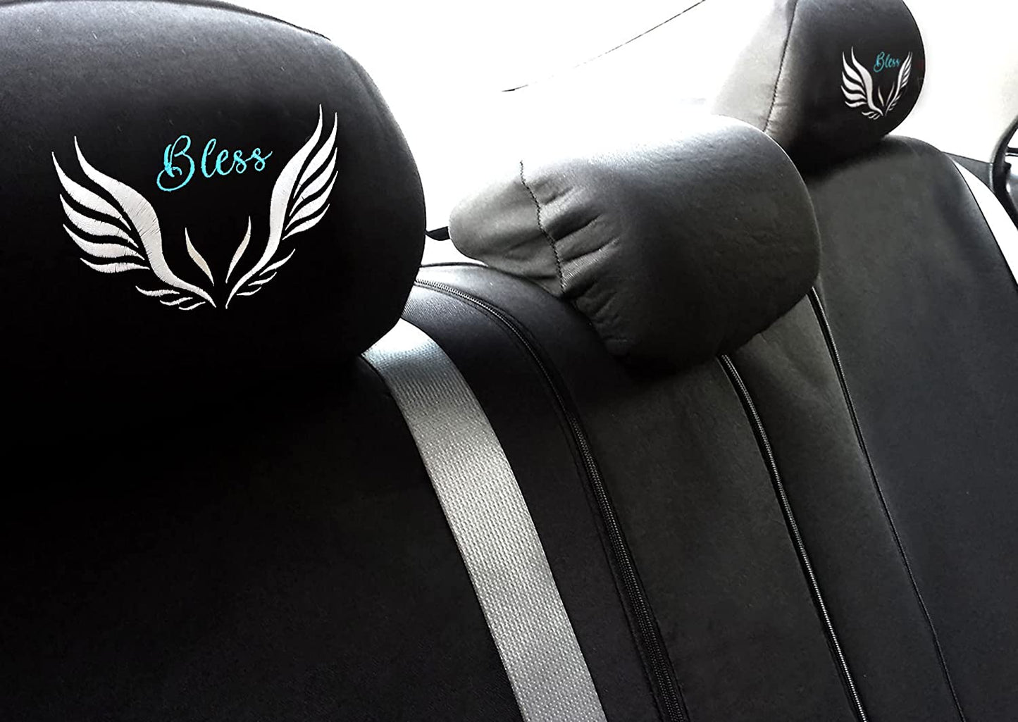 YupbizAuto Personalized Embroidery Wing Logo Auto Truck SUV Car Seat Headrest Cover Accessory - Yupbizauto