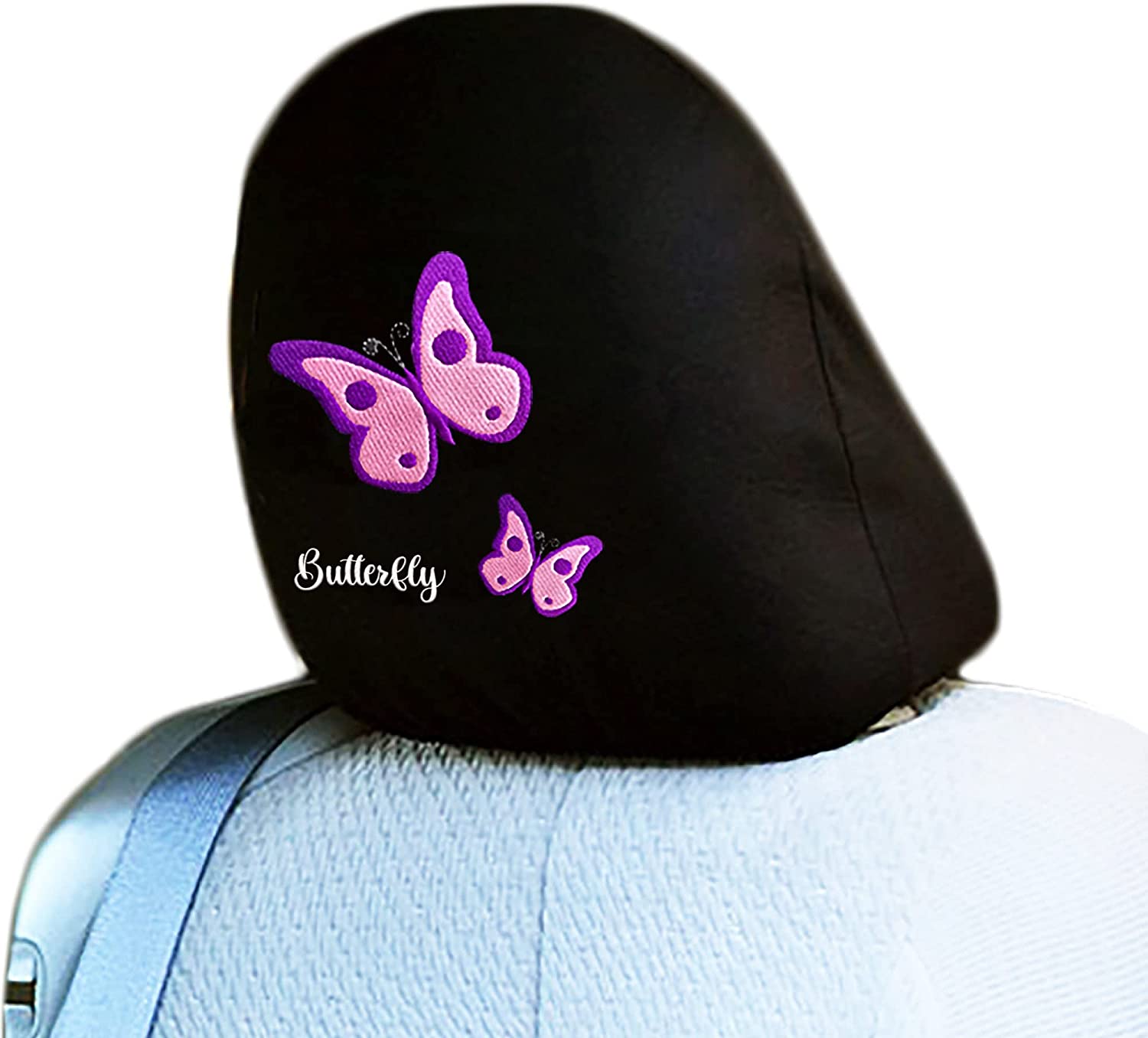 YupbizAuto Personalized Embroidery Butterfly Logo Auto Truck SUV Car Seat Headrest Cover Accessory - Yupbizauto