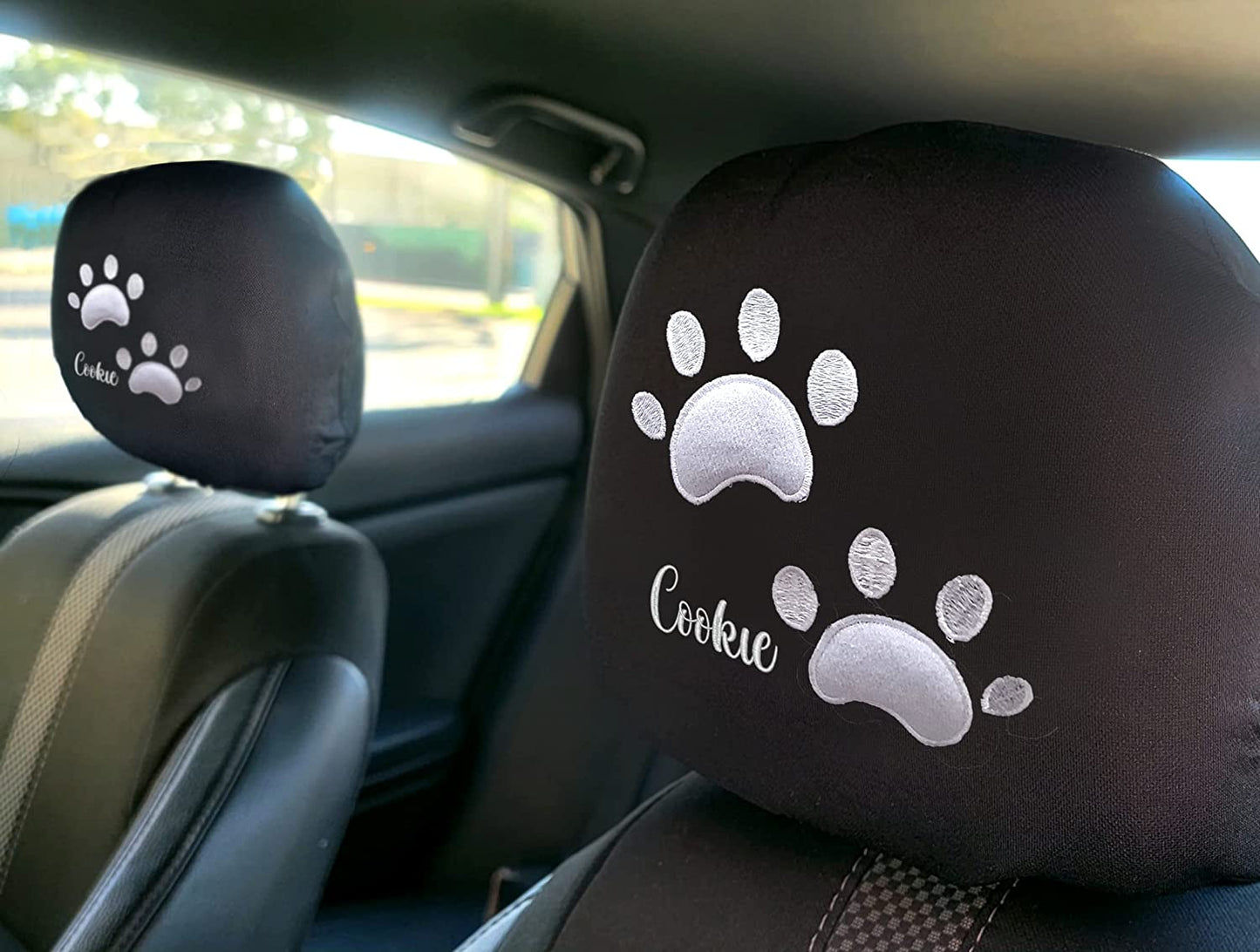 YupbizAuto Personalized Embroidery Animal Paw Logo Auto Truck SUV Car Seat Headrest Cover Accessory 1 Piece - Yupbizauto