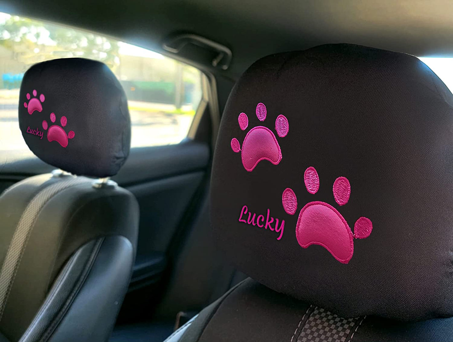 YupbizAuto Personalized Embroidery Animal Pink Paw Auto Truck SUV Car Seat Headrest Cover Accessory - Yupbizauto