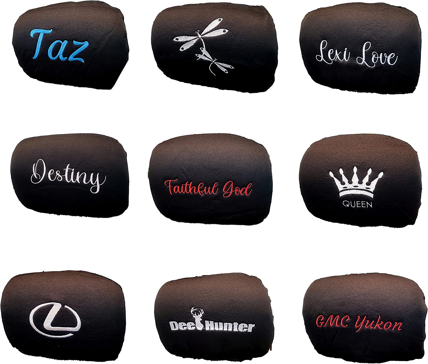 2 Pieces Customized Personalized Embroidery Auto Truck SUV Car Seat Headrest Cover Accessory - Yupbizauto