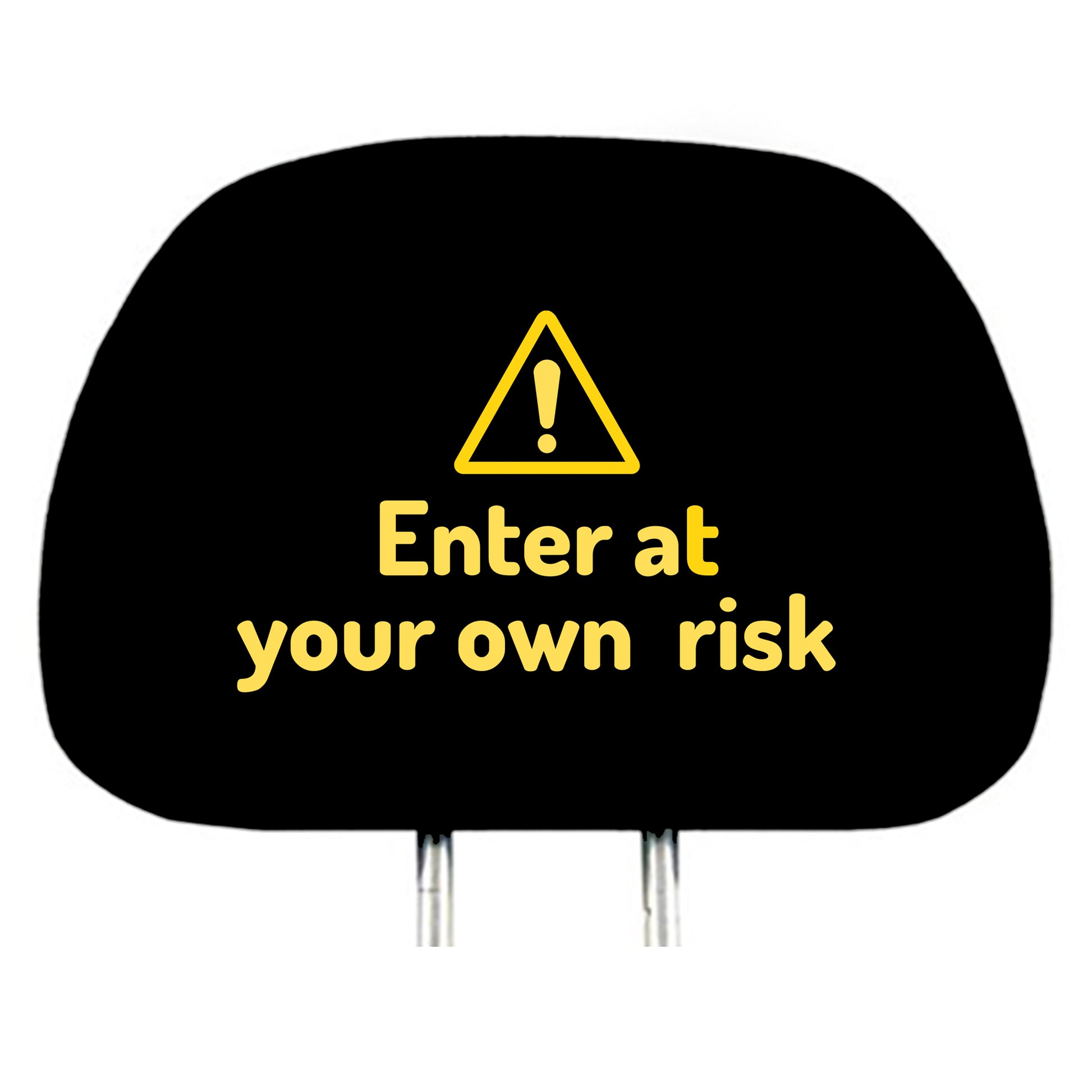 Enter at your own risk design headrest covers single piece image