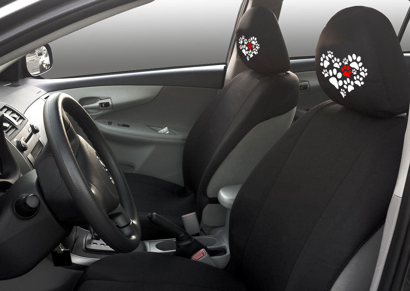 Embroidery Paw Heart Logo Design Auto Truck SUV Car Seat Headrest Cover Accessory 1 Piece - Yupbizauto