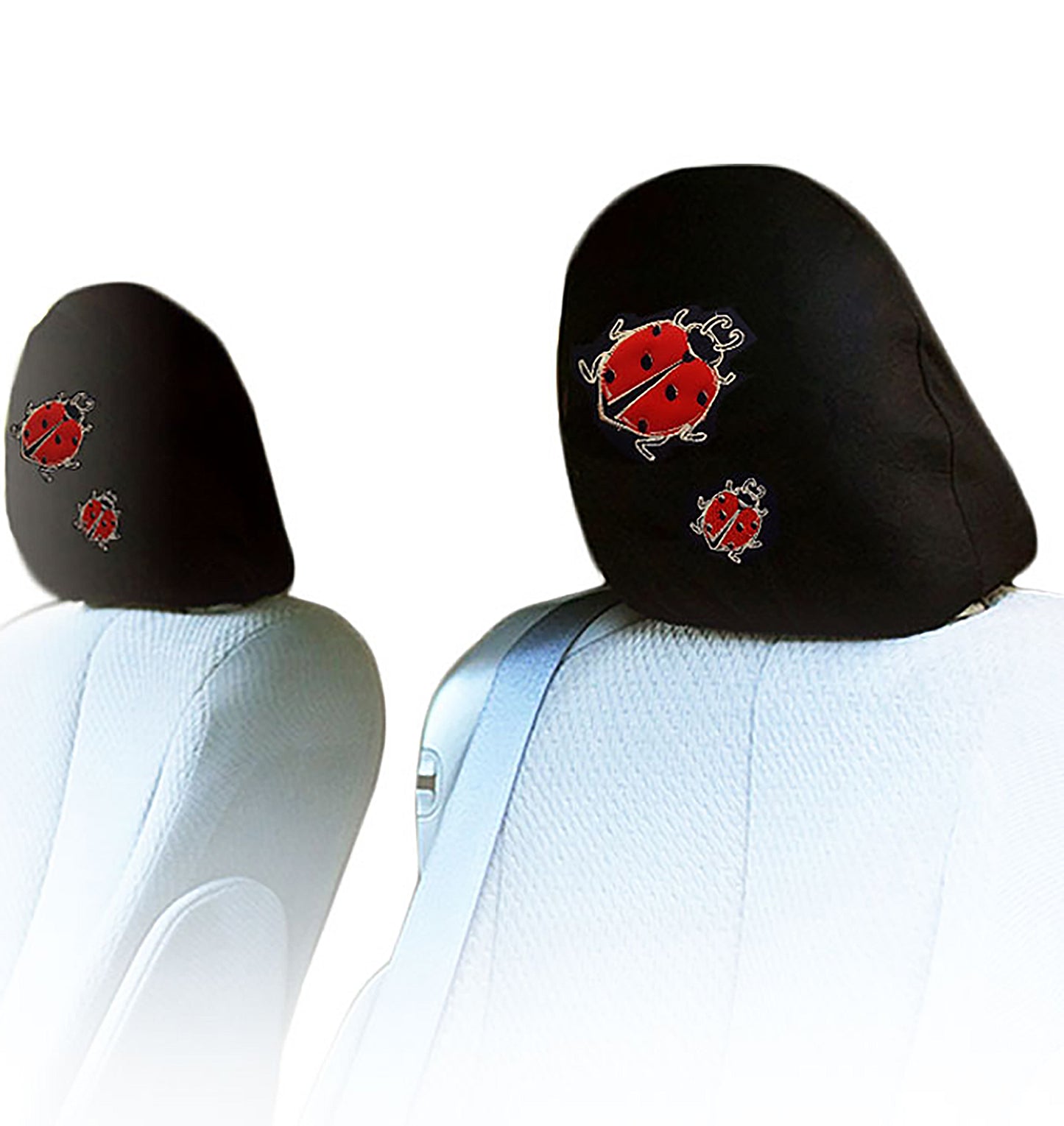 Embroidery Ladybug Design Auto Truck SUV Car Seat Headrest Cover Accessory 1 Pair - Yupbizauto