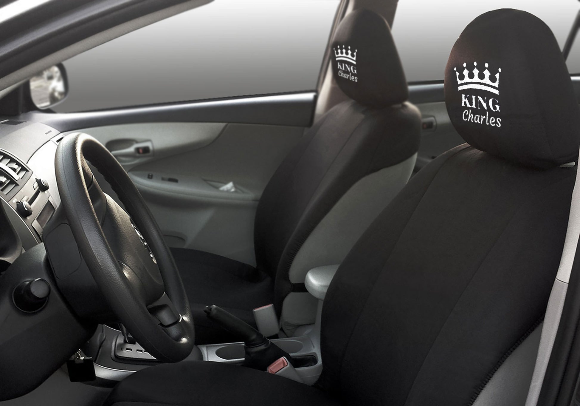 Embroidery King Design Auto Truck SUV Car Seat Headrest Cover Accessory 1 Pair - Yupbizauto