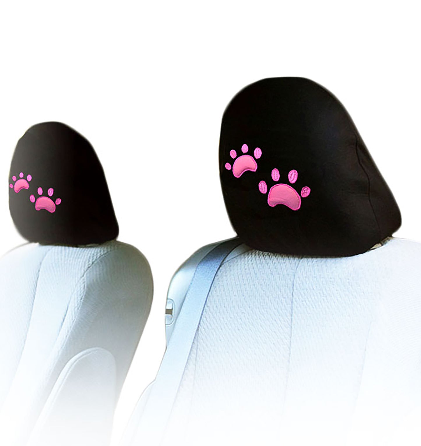 Embroidery Pink Paw Logo Design Auto Truck SUV Car Seat Headrest Cover Accessory 1 Pair - Yupbizauto