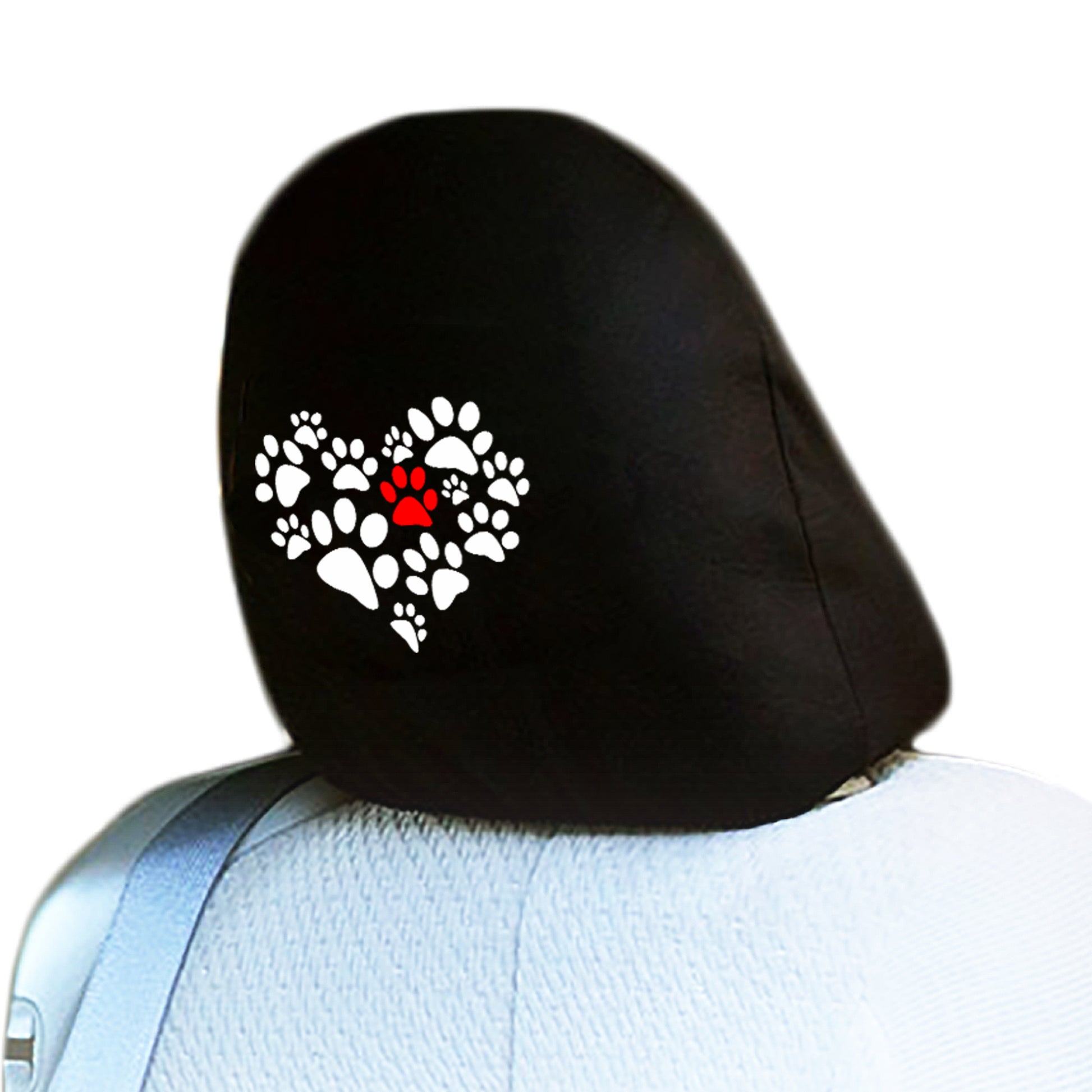Embroidery Paw Heart Logo Design Auto Truck SUV Car Seat Headrest Cover Accessory 1 Piece - Yupbizauto