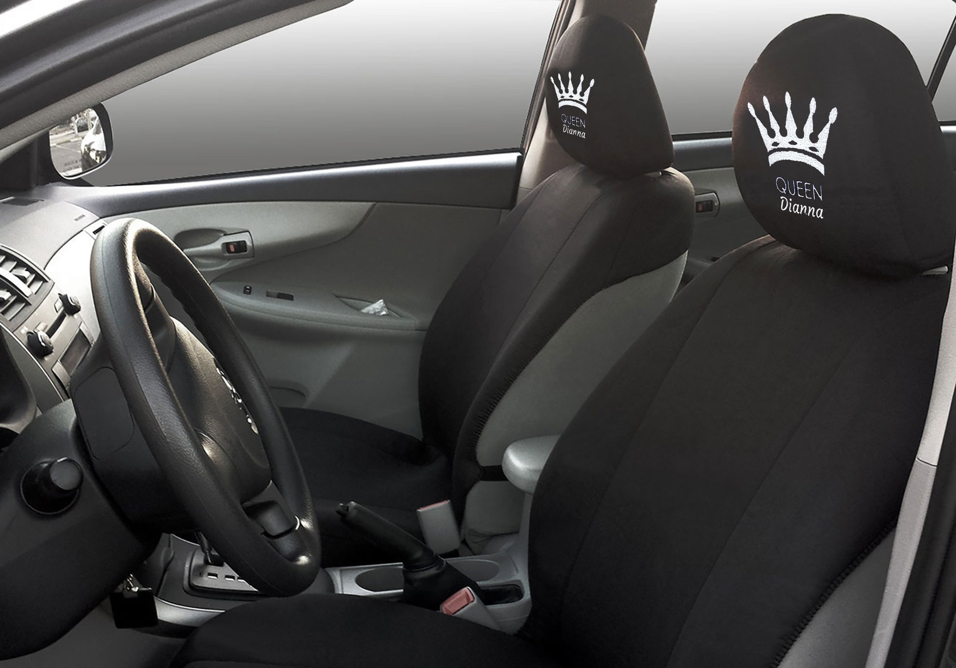 Yupbizauto Personalized Embroidery Queen Crown Logo Auto Truck SUV Car Seat Headrest Cover Accessory - Yupbizauto