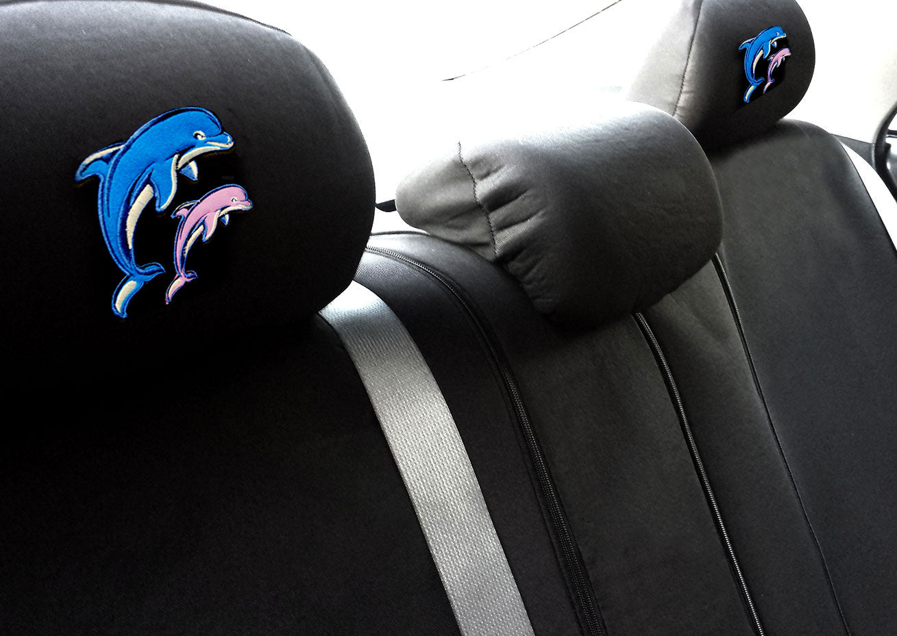 Embroidery Car Meow Logo Design Auto Truck SUV Car Seat Headrest Cover Accessory 1 Piece - Yupbizauto