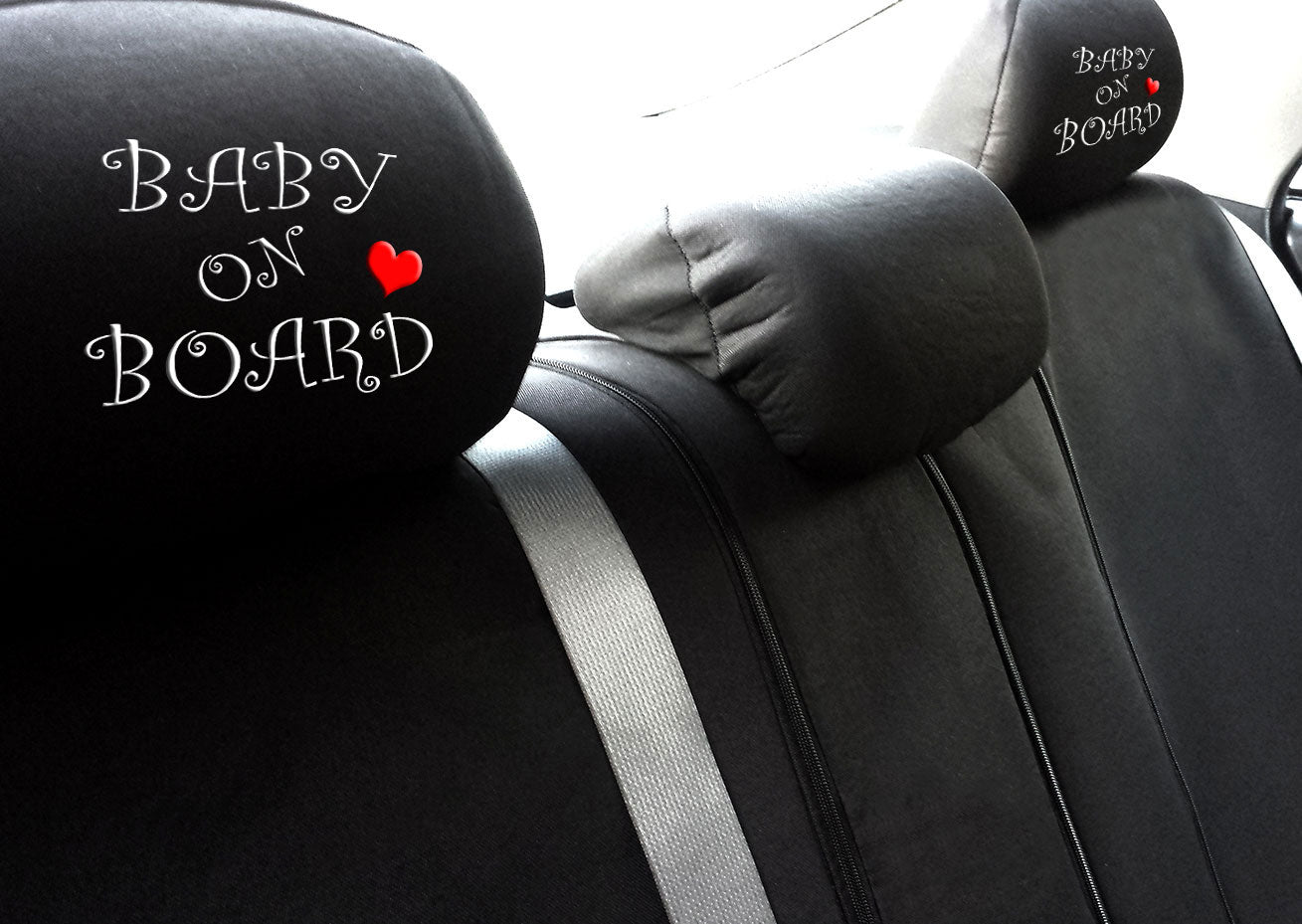 Embroidery Baby on Board Logo Design Auto Truck SUV Car Seat Headrest Cover Accessory 1 Piece - Yupbizauto