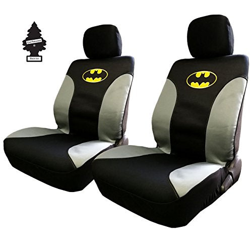 Yupbizauto Pair of New BDK DC Comic Batman Sideless Neoprene Waterproof Car Seat Covers Bundle with Air Freshener - Yupbizauto