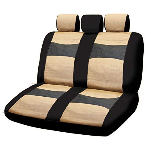 Yupbizauto - Synthetic Leather Car Truck SUV Seat Covers Set Premium Grade Black and Tan Quality Seat Protection - Universal Size - Airbag Compatible - Support 60 40 Split Seats - Yupbizauto