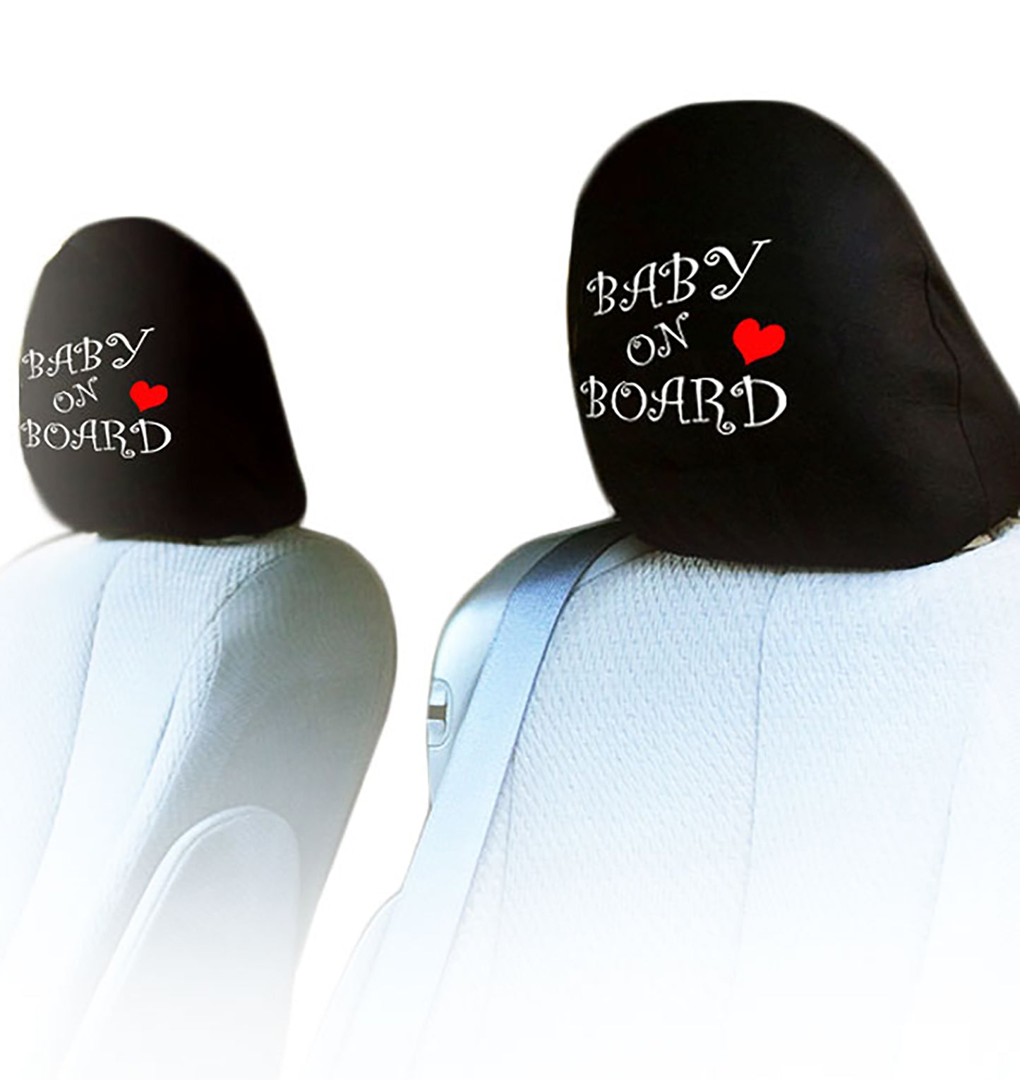 Embroidery Baby on Board Logo Design Auto Truck SUV Car Seat Headrest Cover Accessory 1 Pair - Yupbizauto