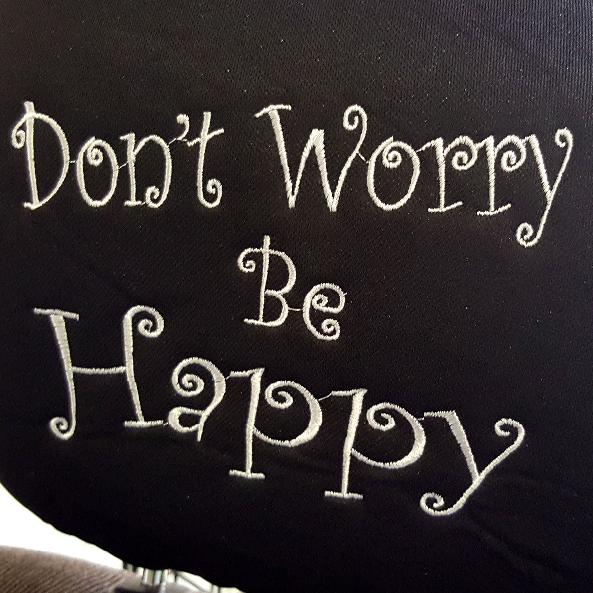 Embroidery Don't Worry Be Happy Logo Design Auto Truck SUV Car Seat Headrest Cover Accessory 1 Piece - Yupbizauto