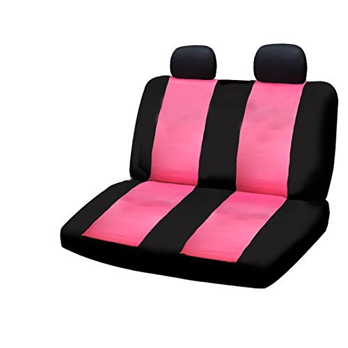 Yupbizauto New 8 Pieces Flat Cloth Sleek Design Black and Pink Front and Rear Car Seat Covers Set for Women Universal Size - Yupbizauto